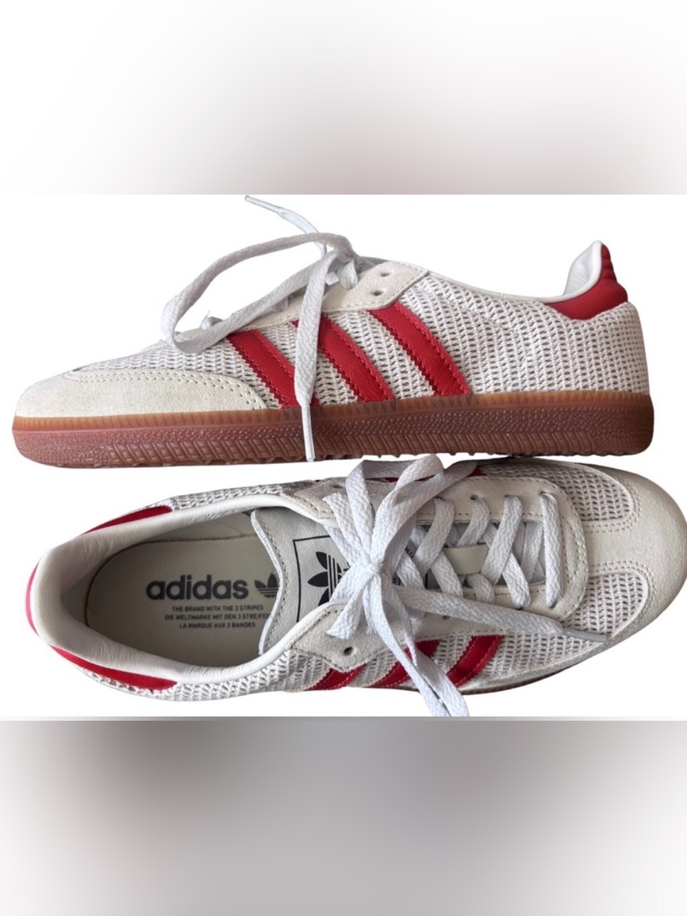 NEW adidas Men's OG Samba White and Red Low-Top breathable mesh Sneaker
